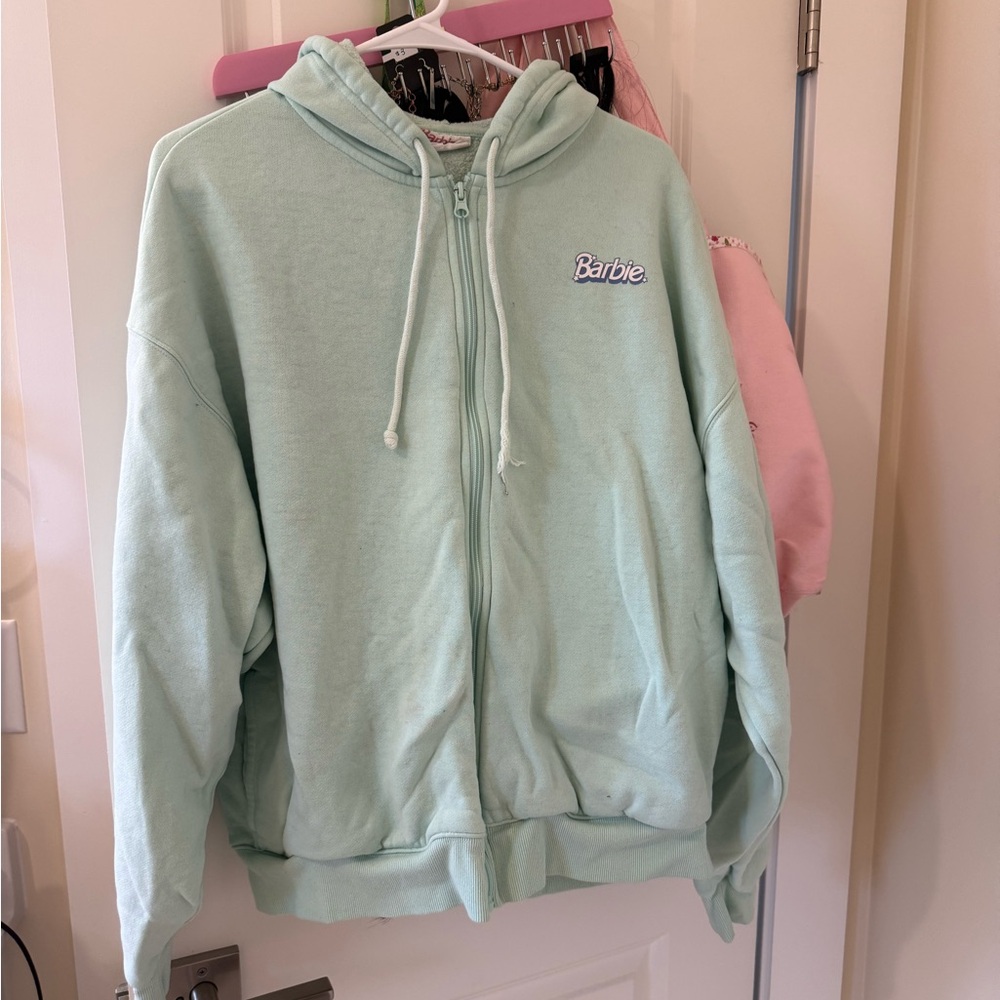PacSun Barbie Mint Green Zip-Up Hoodie